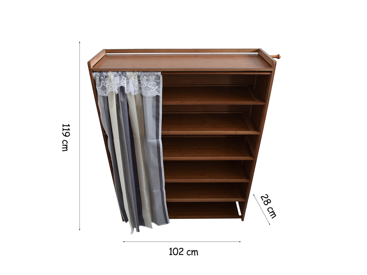 Pantofar din bambus, 7 rafturi, 102*119*28 cm, D187