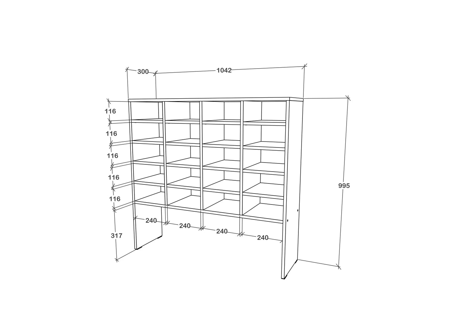 Pantofar Tisso, 20 Rafturi, Alb, 104 x 30 x 100 cm