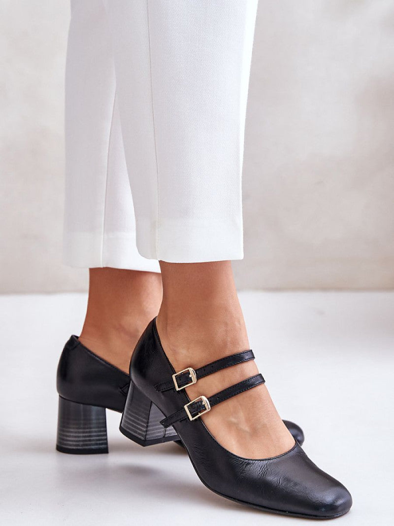 Pantofi dcu toc gros Step in style, Model 201324, Negru