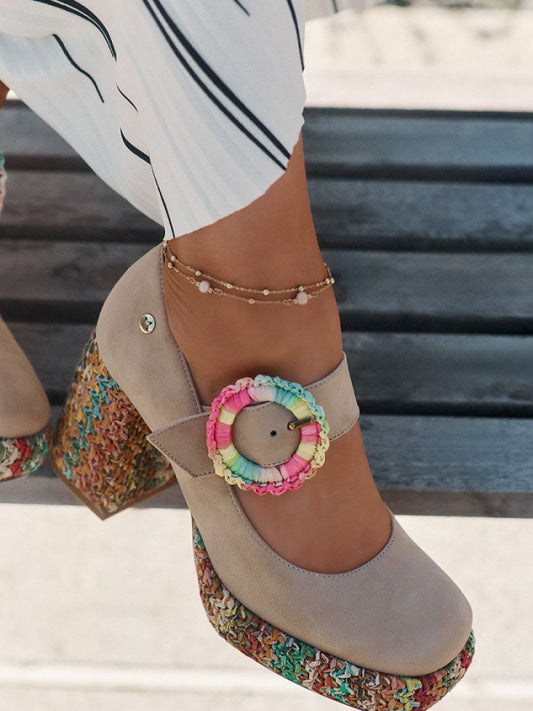 Pantofi dcu toc gros Step in style, Model 212999, Bej