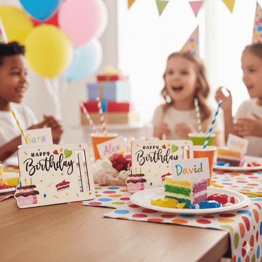 Plăcuță din lemn pentru bani Happy Birthday