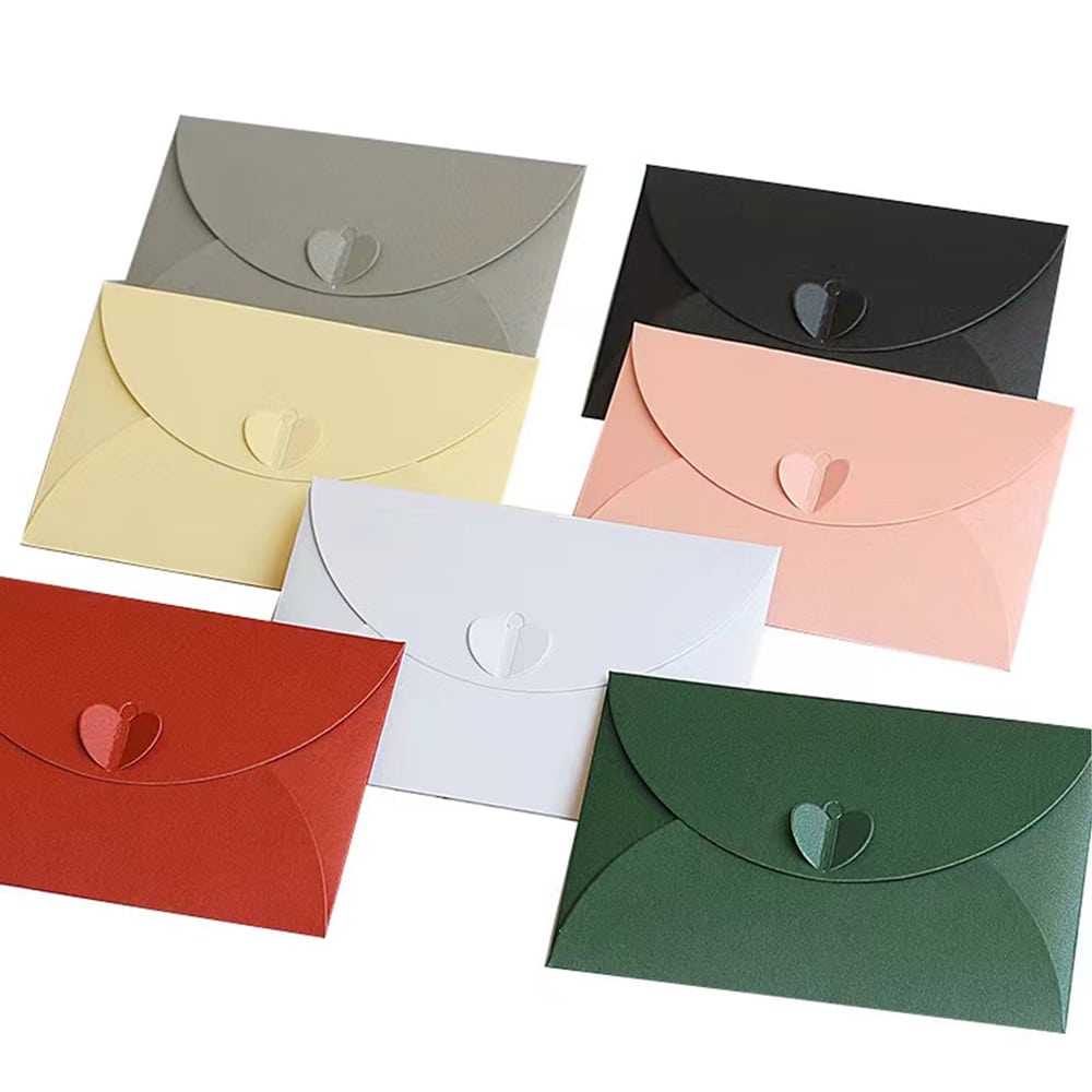 Plicuri hârtie cu închidere în formă de inimă - roz (set 20 buc) 10x7cm