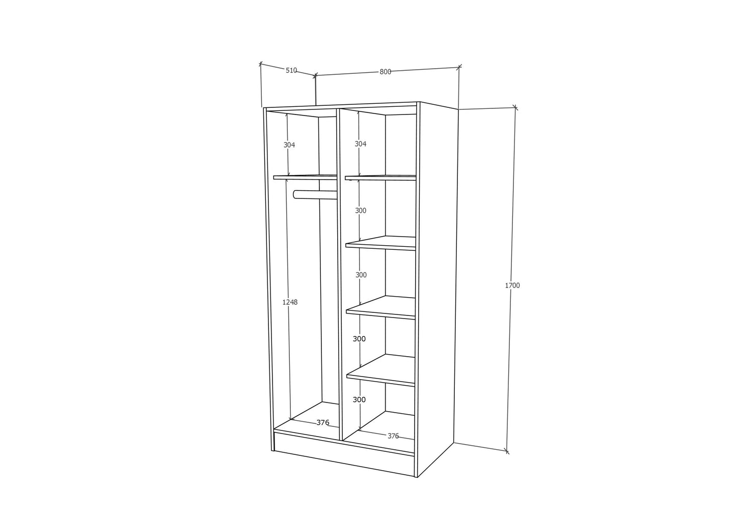 Dulap haaus Remi, 2 Usi, cu polite, Stejar Sonoma, 80 x 51 x 170 cm
