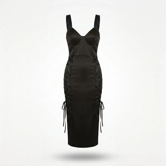 Rochie neagra cu cupe structurate tip corset Amethyst