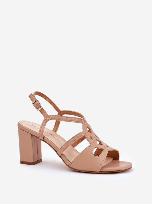 Sandale cu toc Step in style, Model 212835, Bej - material imitație de piele Footbed piele naturala Înălţimea tocului 8 cm