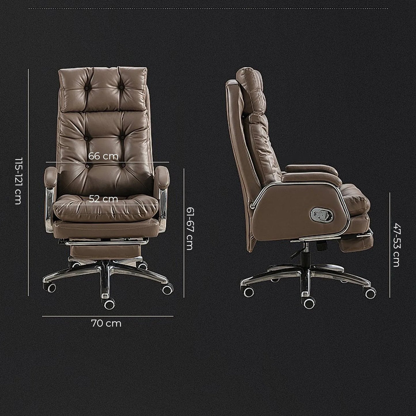 Scaun de Birou Ergonomic cu Masaj in 7 Puncte, Inclinare 155°, Suport Retractabil Picioare, Piele Premium, Captuseala Groasa, Rotire 360°, Reglabil pe Inaltime – Ideal pentru Office, Gaming, Relaxare Acasa, Maro - 221.ro