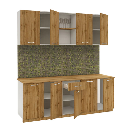 Set Bucatarie haaus Nisa, Stejar Wotan/Alb, L 200 cm