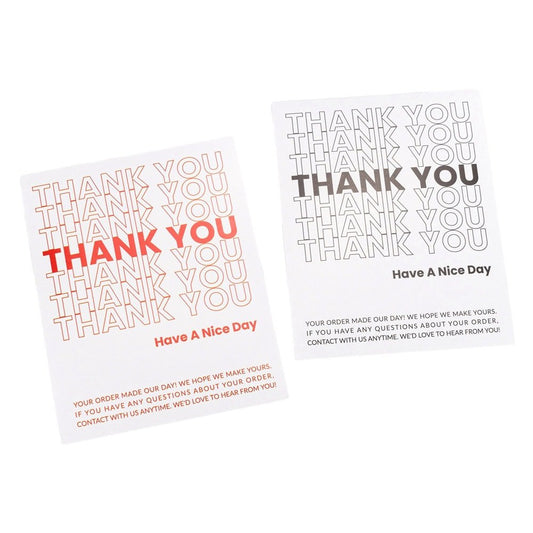 Stickere dreptunghiulare cu mesaj Thank you Have a nice day - roșu (set 50 buc)