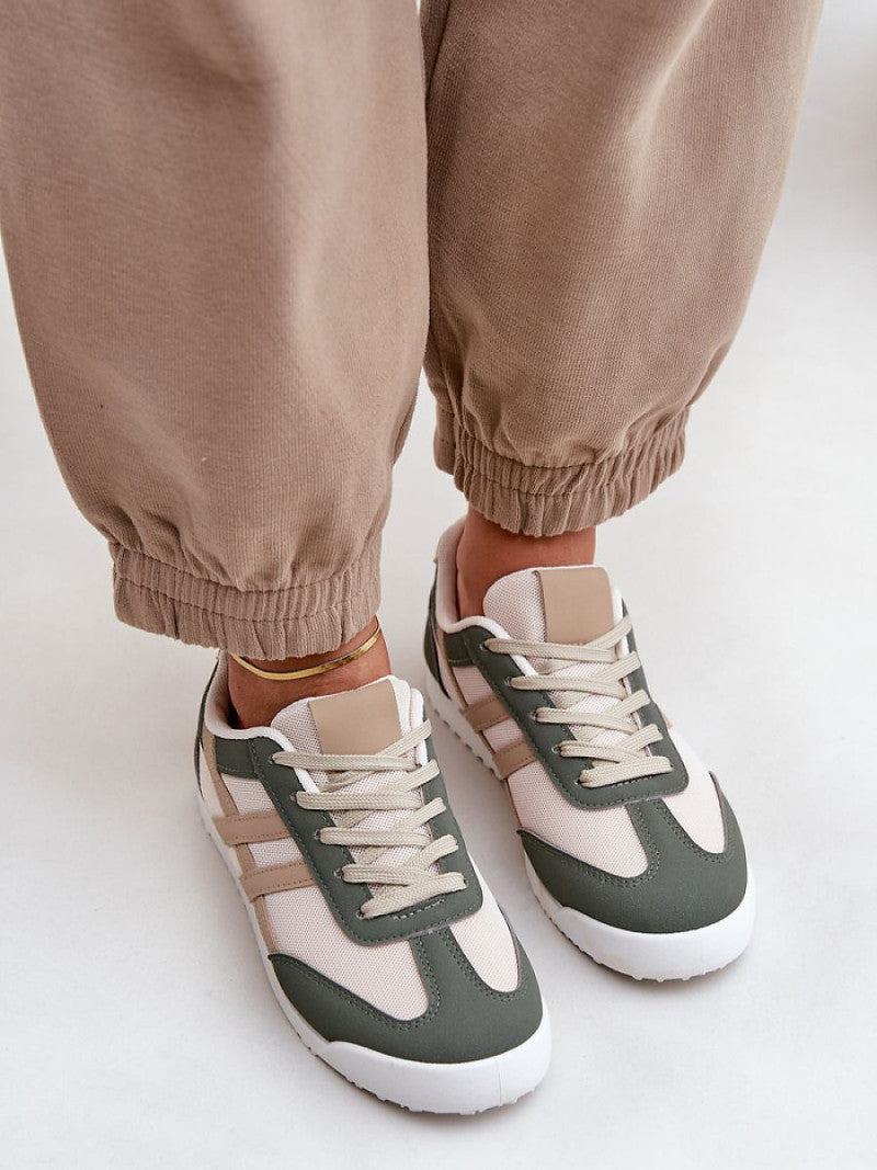 Tenişi Step in style, Model 206803, Verde - material țesătură plus piele ecologică Footbed pian Înălţimea carâmbului 6 cm