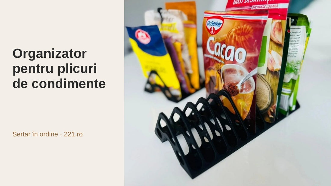 Organizator pentru plicuri de condimente: sertarul de bucătărie fără haos