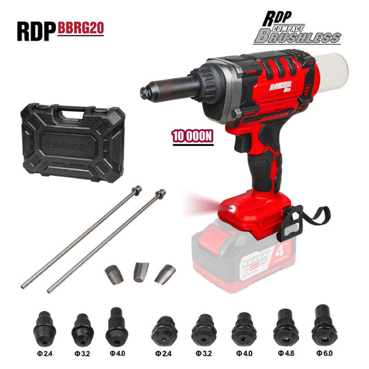 Raider R20 Pistol nituri pop brushless 20V 10000N valiza SOLO RDP-BBRG20