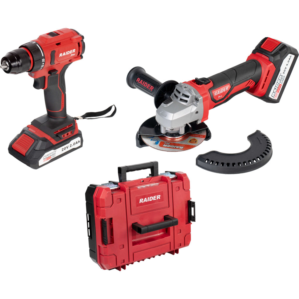Raider R20 trusa bormasina si polizor unghiular 2Ah 4Ah RDP-PBCDI20&SPAG20