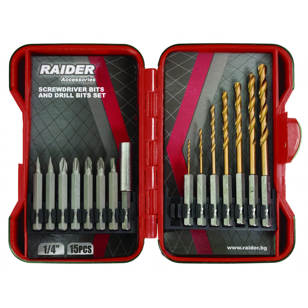 Raider trusa 15 biti si burghie pentru surubelnita