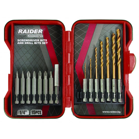 Raider trusa 15 biti si burghie pentru surubelnita