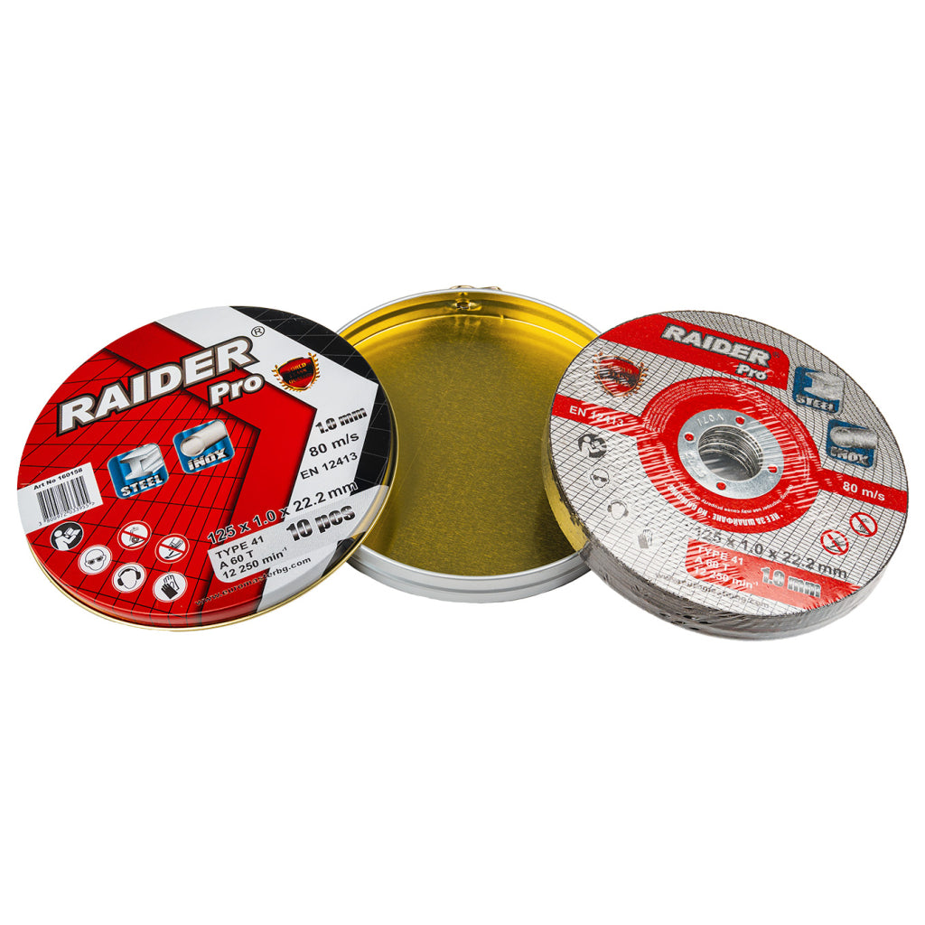 Raider Set 10 discuri pentru taiat otel-inox 115х1mm A60T RDP