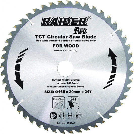 Disc circular pentru lemn 165x24Tx20mm compatibil Raider R20