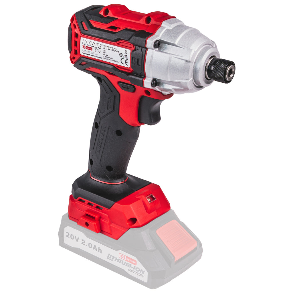 Raider R20 Masina insurubat cu impact 20V HEX1/4" 180Nm SOLO RDP-BCHID20