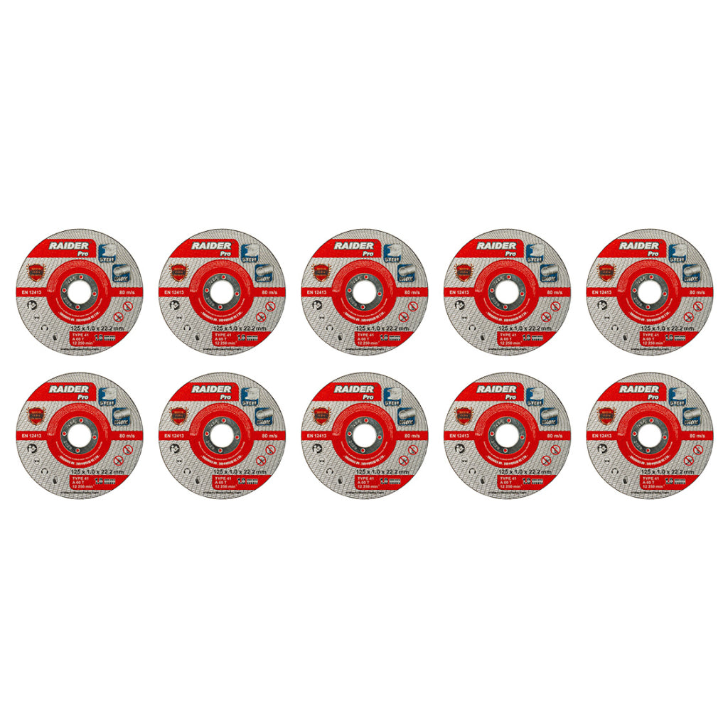 Raider Set 10 discuri pentru taiat otel-inox 115х1mm A60T RDP