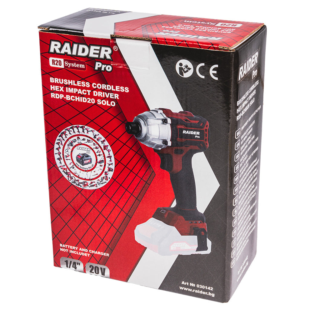 Raider R20 Masina insurubat cu impact 20V HEX1/4" 180Nm SOLO RDP-SHID20