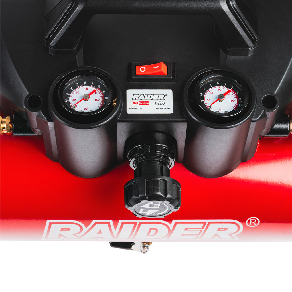 Raider R20 Compresor aer 20V cu butelie de 4L 32L/min 8bar SOLO RDP-J4AC20