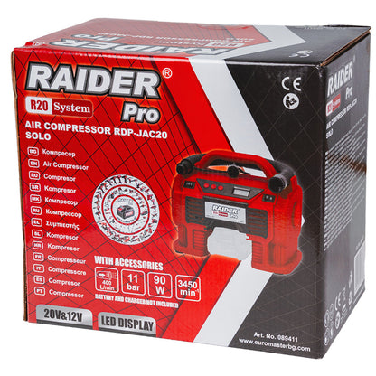 Raider R20 Compresor aer 20V & 12V 11 bari Display LED SOLO RDP-JAC20