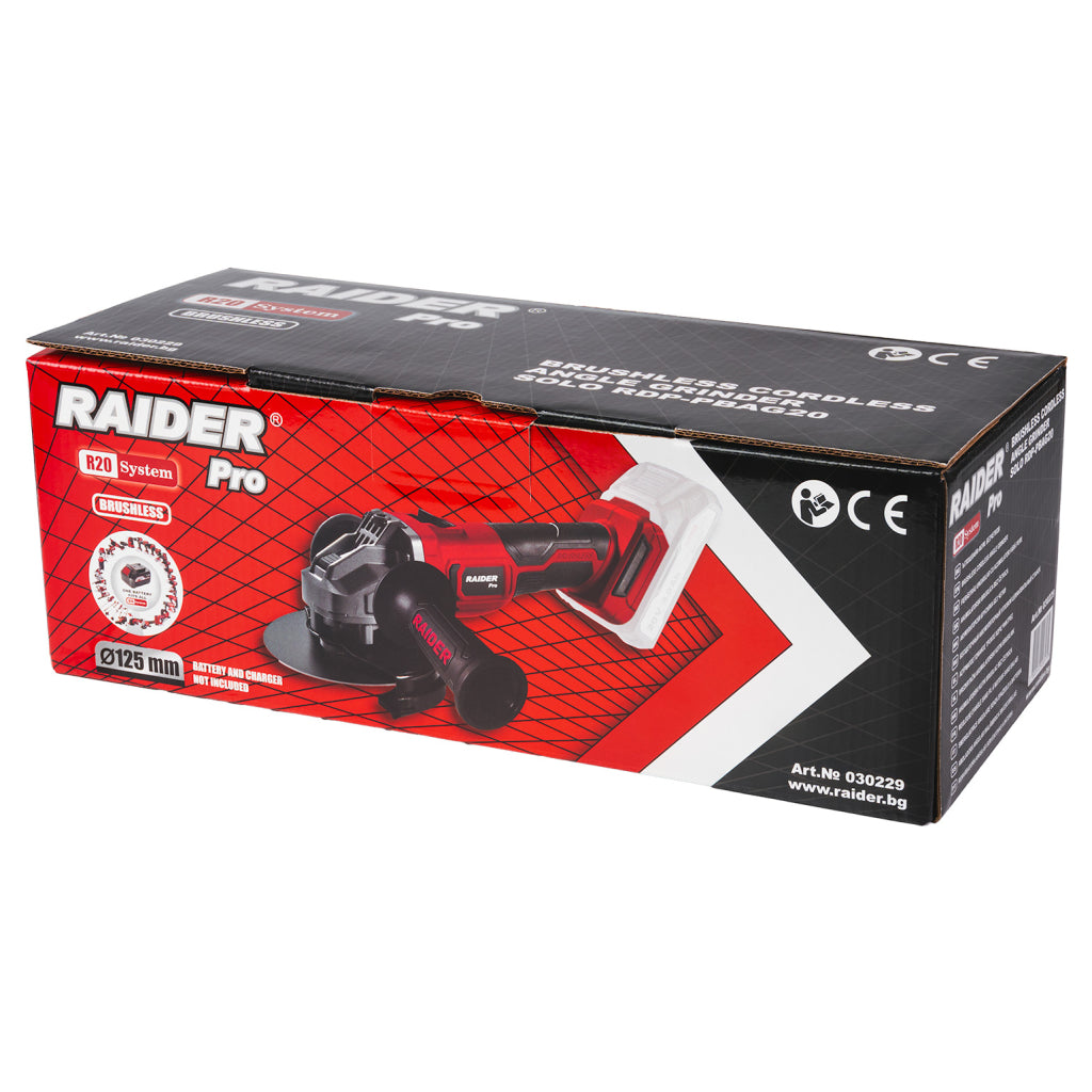 Raider R20 Polizor unghiular cu motor fara perii  Ø125mm 20V SOLO RDP-PBAG20