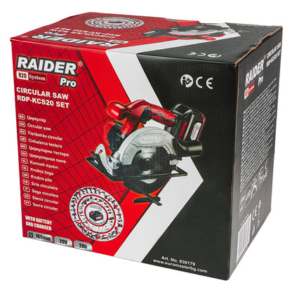 Raider R20 Fierastrau circular de mana 20V Ø165x20mm 2Ah RDP-KCS20