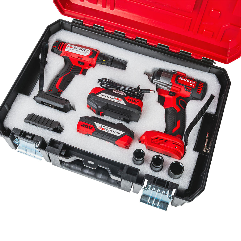 Raider R20 trusa bormasina si masina insurubat cu impact 1/2" 320Nm 2x2Ah RDP-PCDIW20