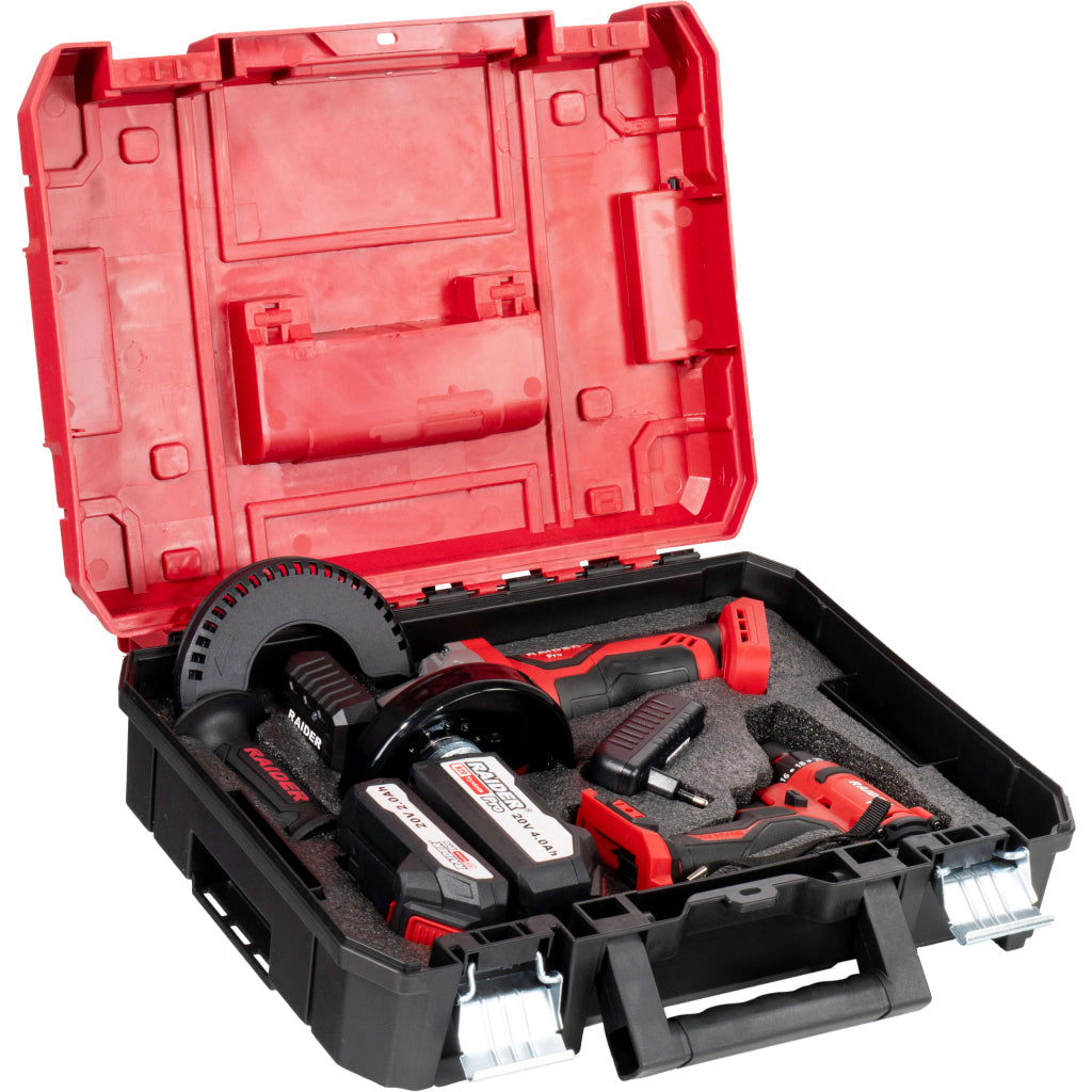 Raider R20 trusa bormasina si polizor unghiular 2Ah 4Ah RDP-PBCDI20&SPAG20
