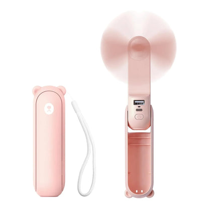 Mini Ventilator Portabil 3 in 1, Reincarcabil USB, Roz