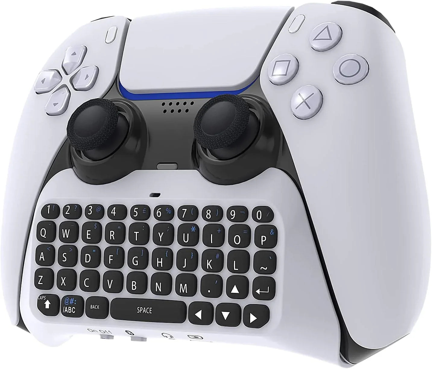Tastatura Wireless Timebox pentru PS5/PS5 Pro, Gamepad Chatpad, Bluetooth 3,0, Portabil cu Difuzor Integrat si Jack Audio 3,5MM, Ergonomic, Perfect pentru Mesagerie si Gaming Live, Alb - 221.ro
