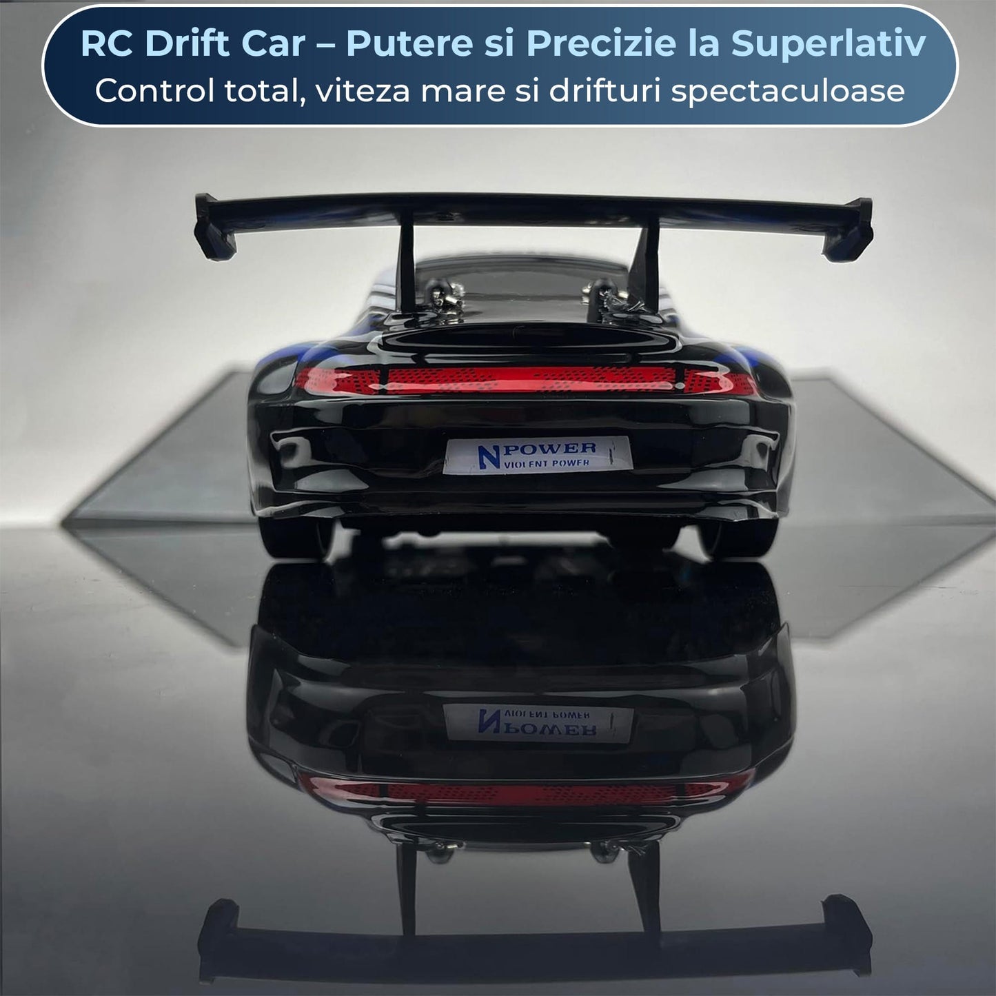 Masina RC cu Telecomanda Timebox, Drift Car 1:24, 4WD, 20km/h, LED-uri, Anvelope Inter-schimbabile, Baterie tip acumulator reincarcabila, Design Sportiv, Jucarie Cadou Ideal pentru Copii si Adulti +7 ani, Gri
