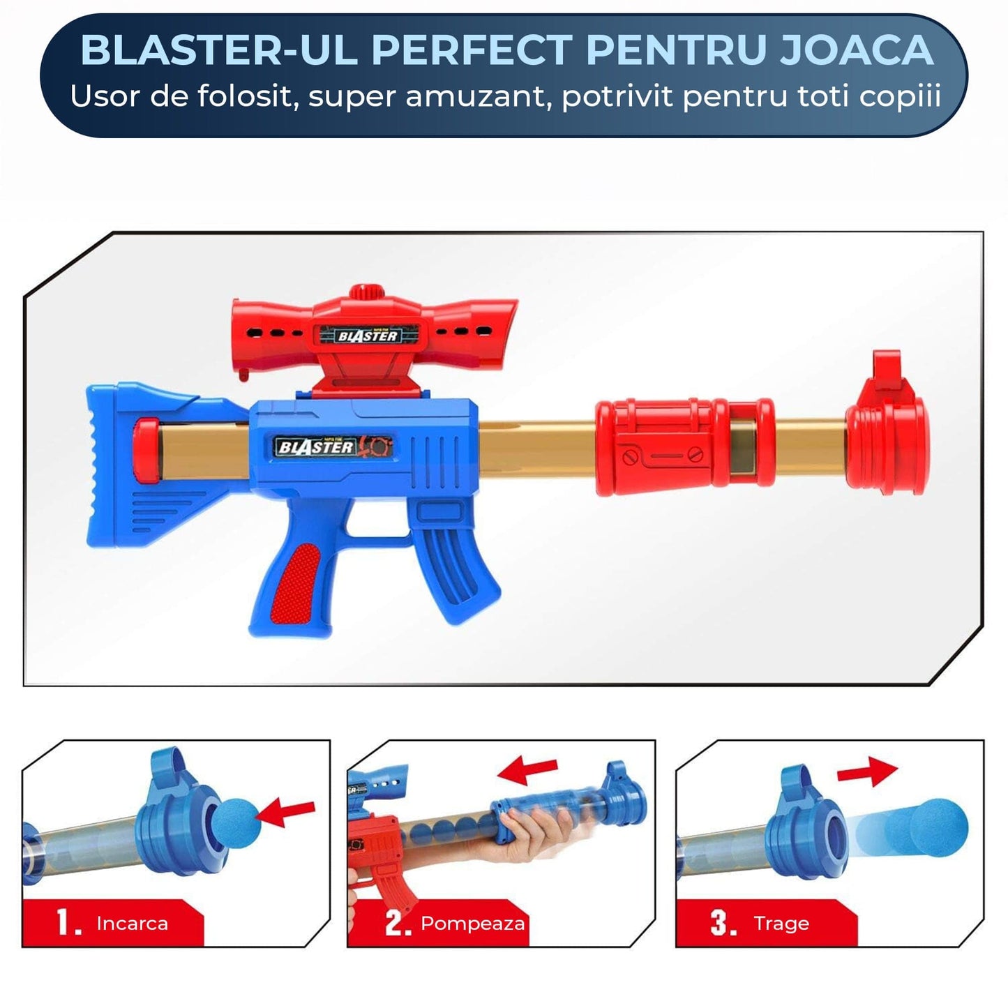 Set 2 Pusti cu Tinta pentru Copii 6, 12 Ani, 24 Bile din Spuma