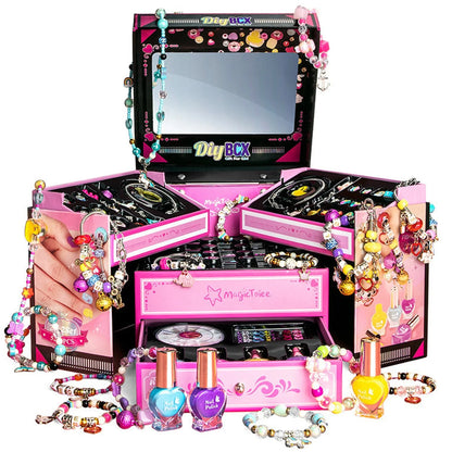 Set DIY bijuterii pentru fete 4, 6 ani, 520 de piese, Roz