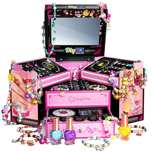 Set DIY bijuterii pentru fete 4, 6 ani, 520 de piese, Roz