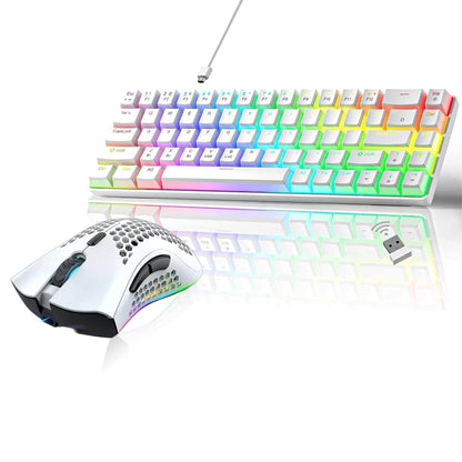 Pachet Gaming Timebox, Red Swtich, 60%, Wireless, Tastatura Mecanica Gaming, Alb