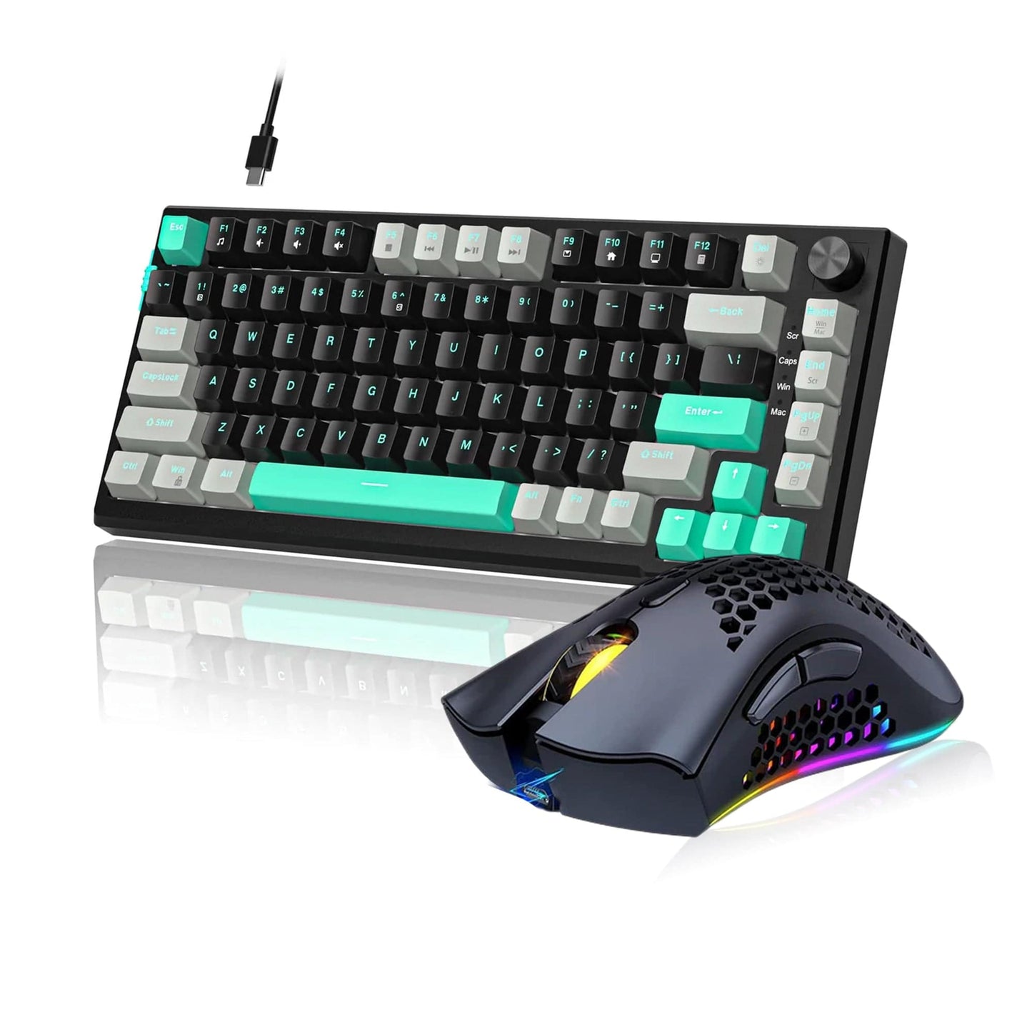 Pachet Gaming Timebox, Blue Switch, 75%, Hot-Swap, Wireless, Negru