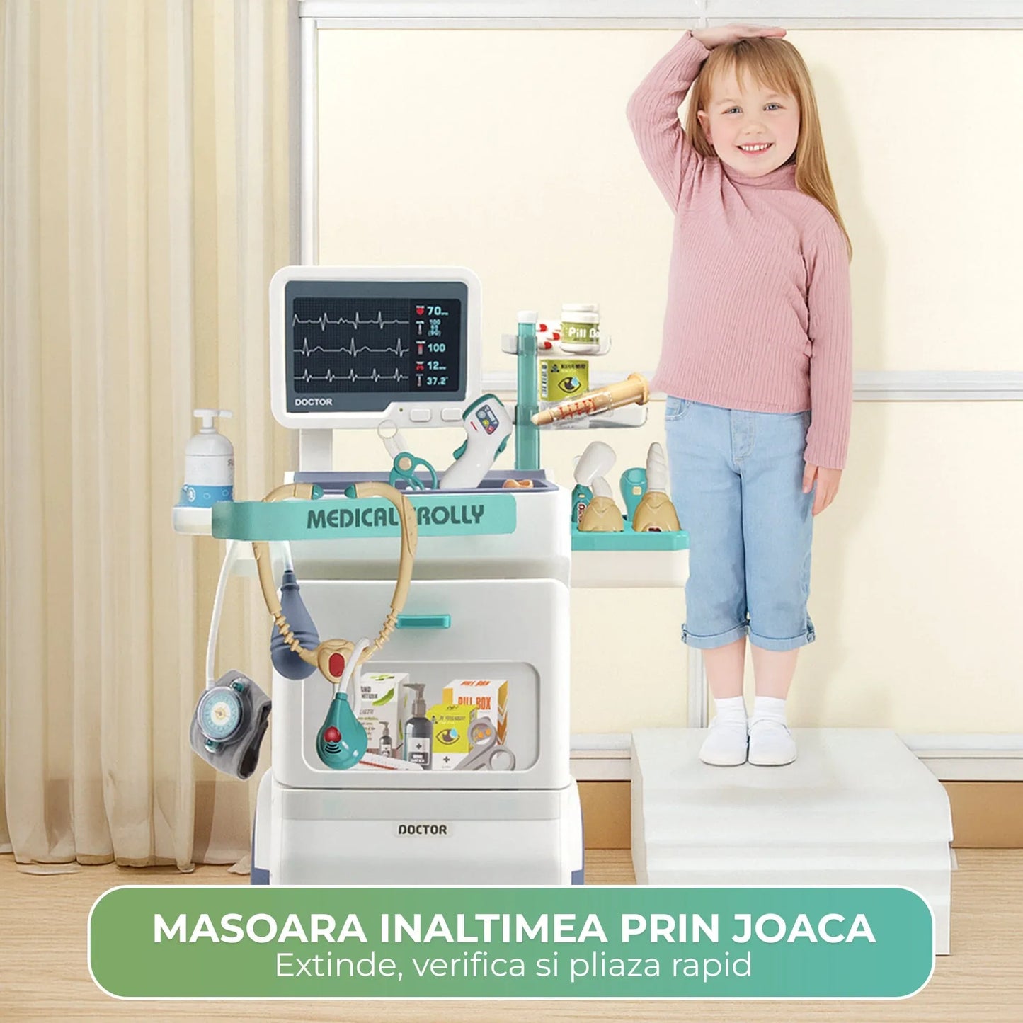 Set Doctor Copii 26 Piese cu Masa de Operatii, Lumini si Sunete