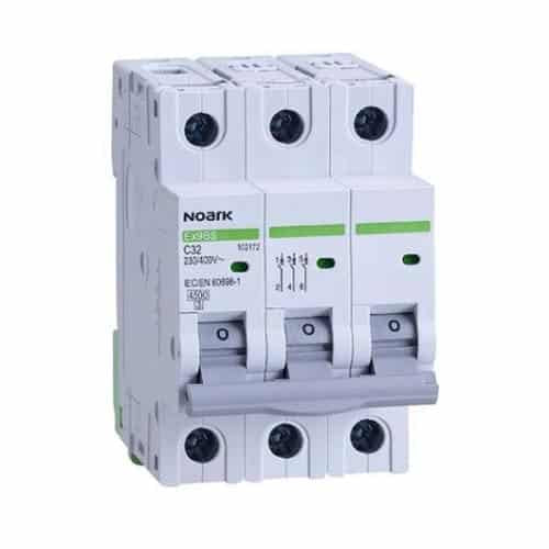 Siguranță automată, 3 poli, curba C 25A, Noark, gri / 102171