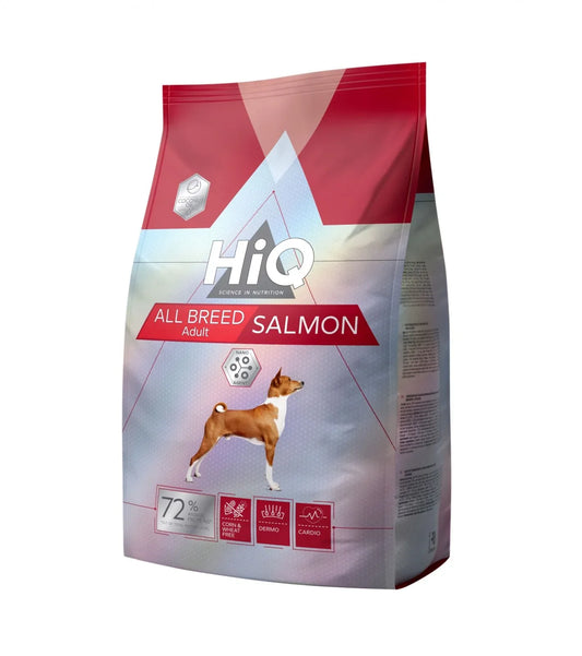 Hrana uscata pentru caini adult pe baza de somon, HiQ All Breed Adult Salmon, 11 kg