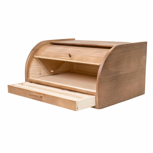 Cutie de paine cu tocator si sertar, lemn brad, 38.5x28x20cm / 1075 - 221.ro