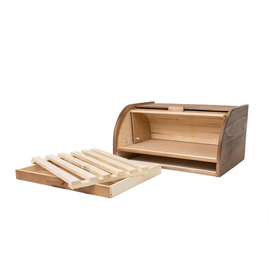 Cutie de paine cu tocator si sertar, din lemn de fag, 38.5x28x20cm / 1075-1 - 221.ro