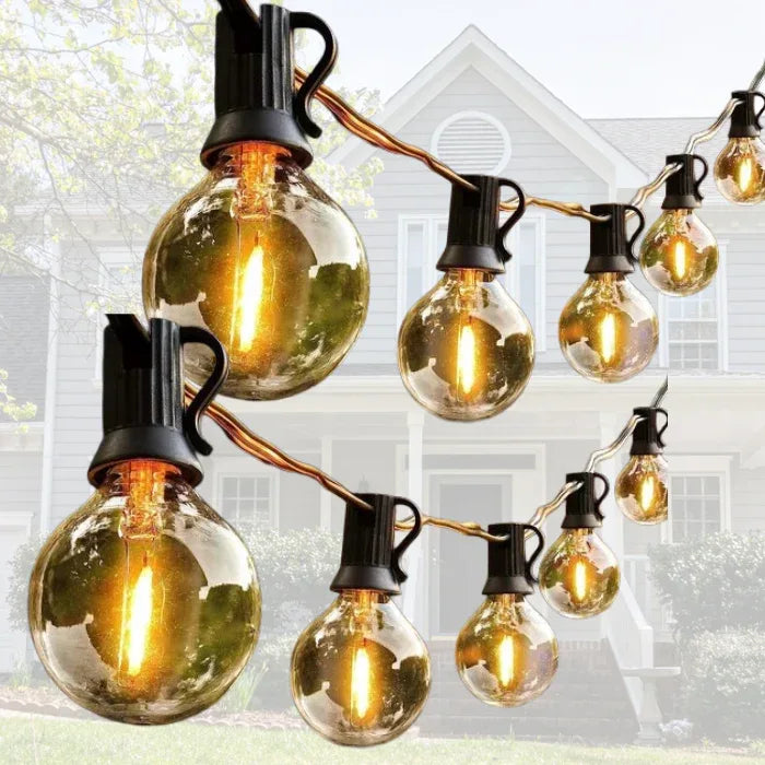 Ghirlandă Luminoasă LED Impermeabilă, Interconectabilă, 5 m, 10 Becuri Glob, Alb Cald, Exterior/Interior
