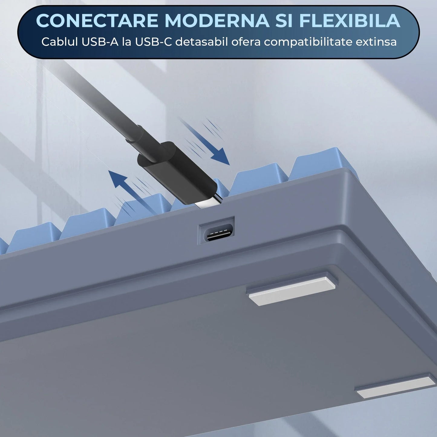 Tastatura Mecanica Timebox, 61 Taste, Keycaps PBT, Switch-uri Precise, Albastru