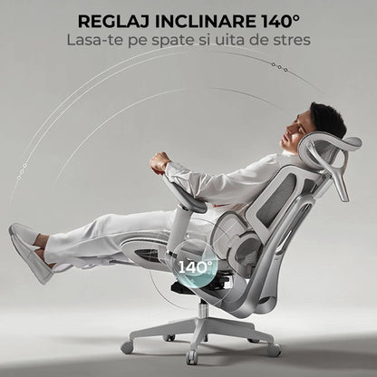 Scaun Ergonomic Timebox, Mesh Tetiera 4D Brate 4D Suport Picioare, Gri