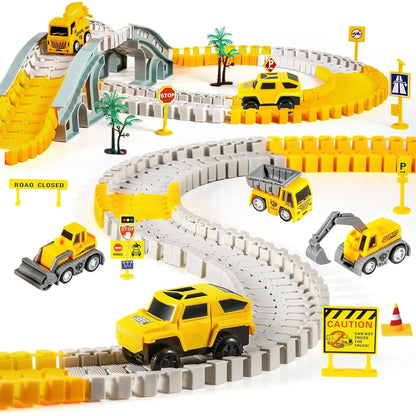 Set Pista de Curse si Constructii 260 Piese, 2 Masinute Electrice
