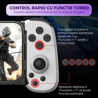 Gamepad Controller Gaming Wireless cu Joystick Hall, Bluetooth 5.0, Alb