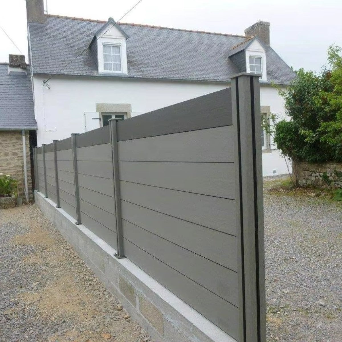 Placa de gard 3D, din compozit de lemn si plastic WPC, Naimeed D6474, 180x15,5x2.4cm, Gri