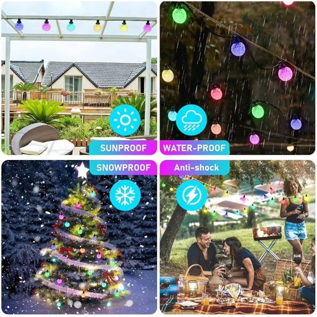 Ghirlanda luminoasa, decorativa, interconectabila, Naimeed D6108, 5m, 10 Becuri LED, Lumina Multicolor