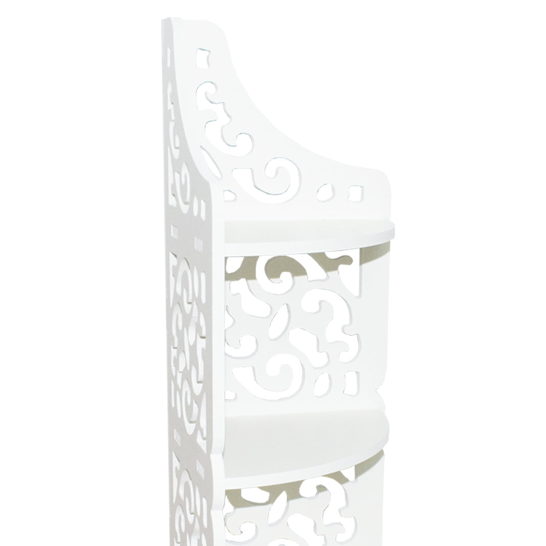 Etajera de colt cu 3 rafturi, Naimeed D127 PVC, culoare Alb, 59.5 x 17 cm
